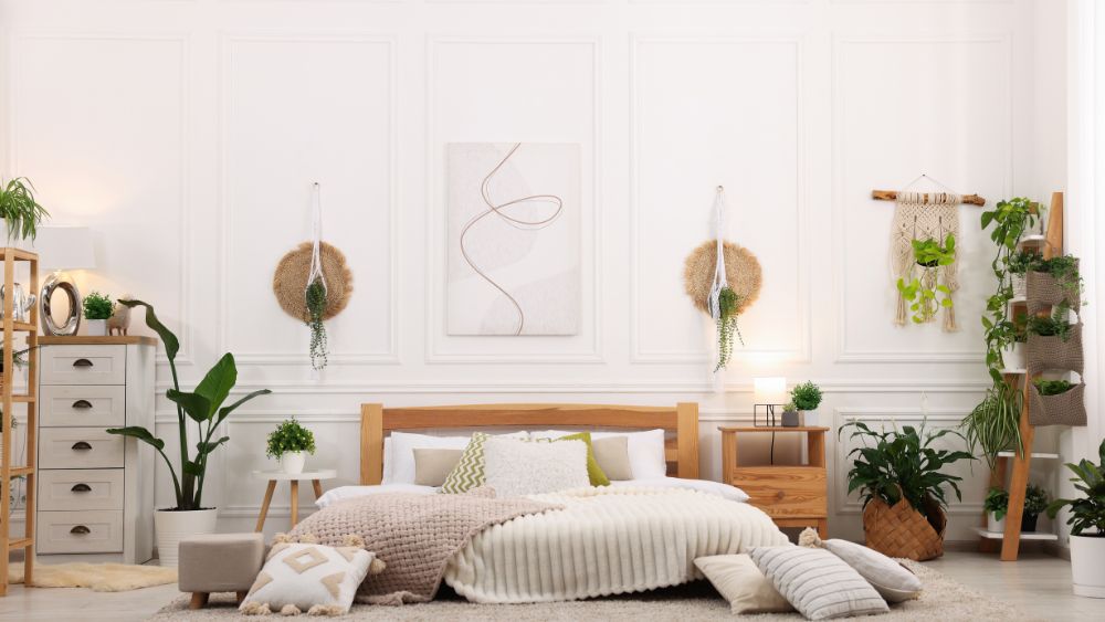 Bright Scandinavian Bedroom With Wood Furniture And Plants -Renaisance Kitchen & Home Solutions Pvt. Ltd. Blog